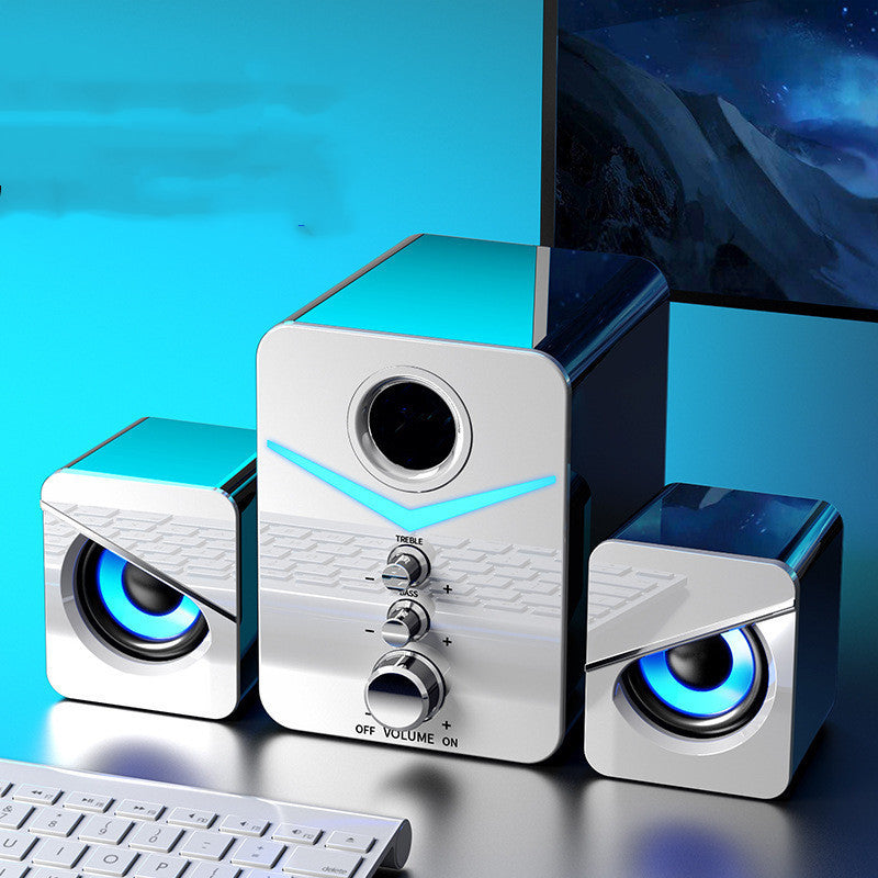 Compact Desktop Sound Bar Speakers – Hi-Fi Stereo Bluetooth & Wired USB 3W Speakers with LED Eagle Eye Design