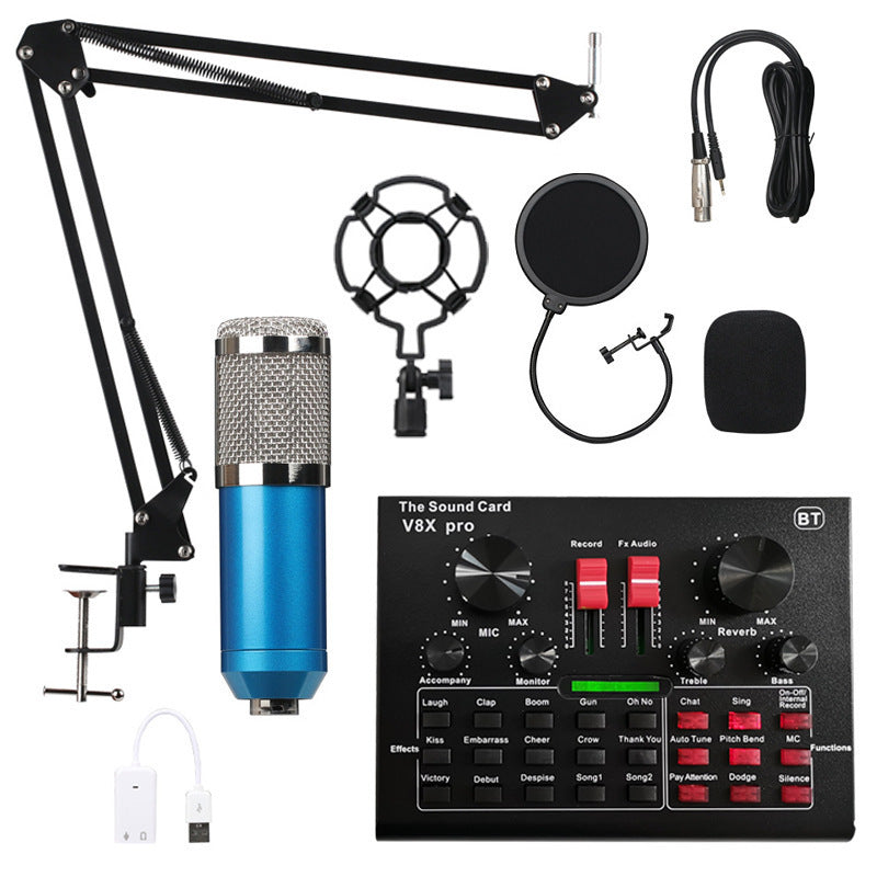 BM-800 Condenser Microphone Kit – Professional Recording Mic with V8XPro Sound Card, Shock Mount, Boom Arm & USB Sound Card