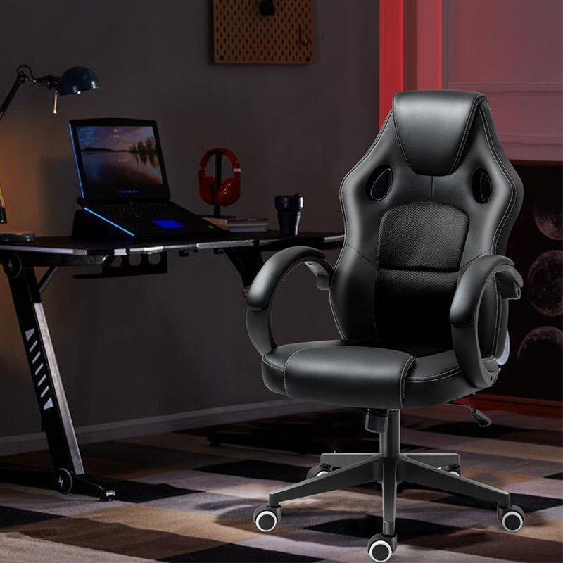 Ergonomic Swivel Lift Chair – Leather Office & Gaming Chair with Fixed Armrests, Adjustable Height, and Rolling Wheels