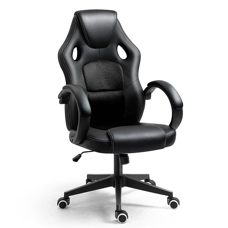 Ergonomic Swivel Lift Chair – Leather Office & Gaming Chair with Fixed Armrests, Adjustable Height, and Rolling Wheels