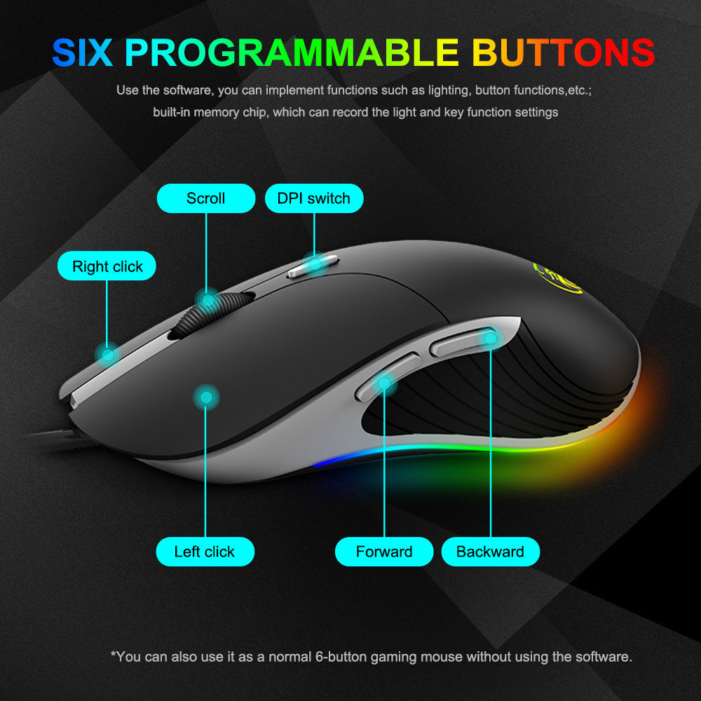 ⚡ 6400 DPI RGB Gaming Mouse – Ergonomic USB Wired for FPS & MOBA Games