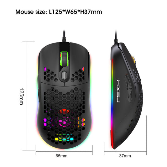 💨 Ultra-Light Honeycomb RGB Gaming Mouse with Ventilated Shell