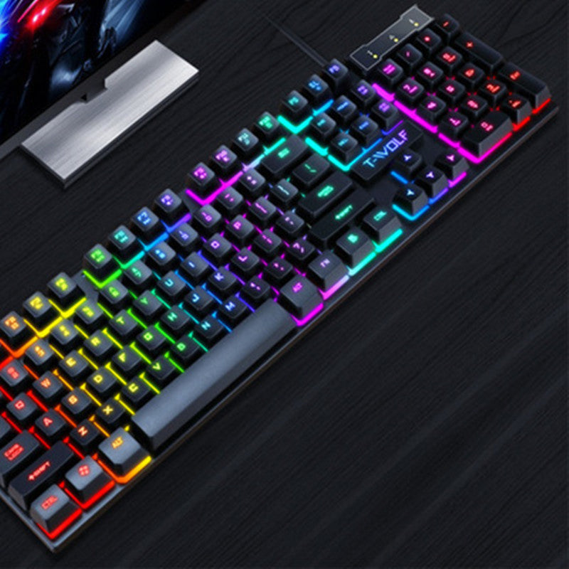 🌈 Backlit Floating Key Gaming Keyboard – USB Wired for PC & Console