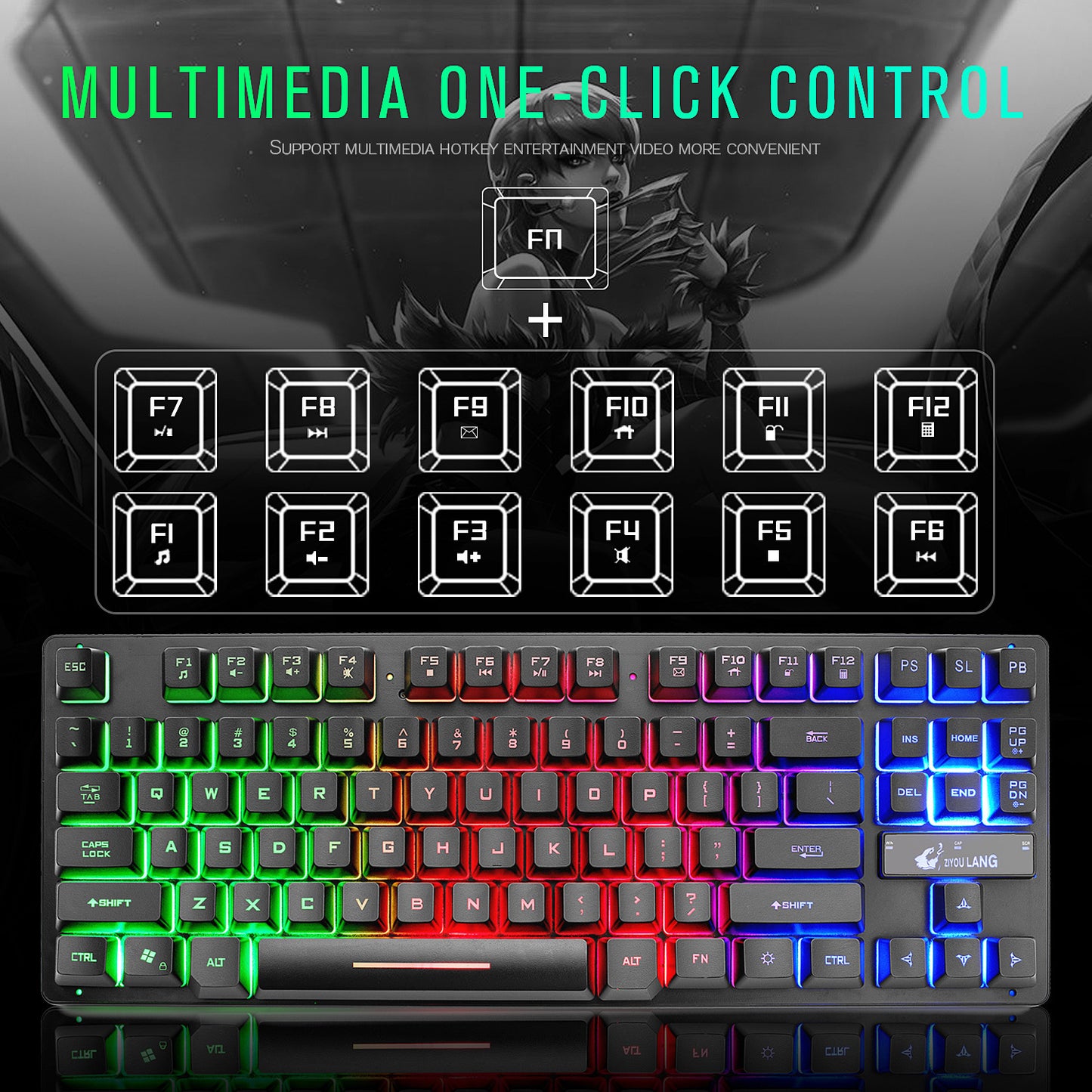 ⌨️ Compact Mechanical Gaming Keyboard – Tactile Switches & Backlit Keys